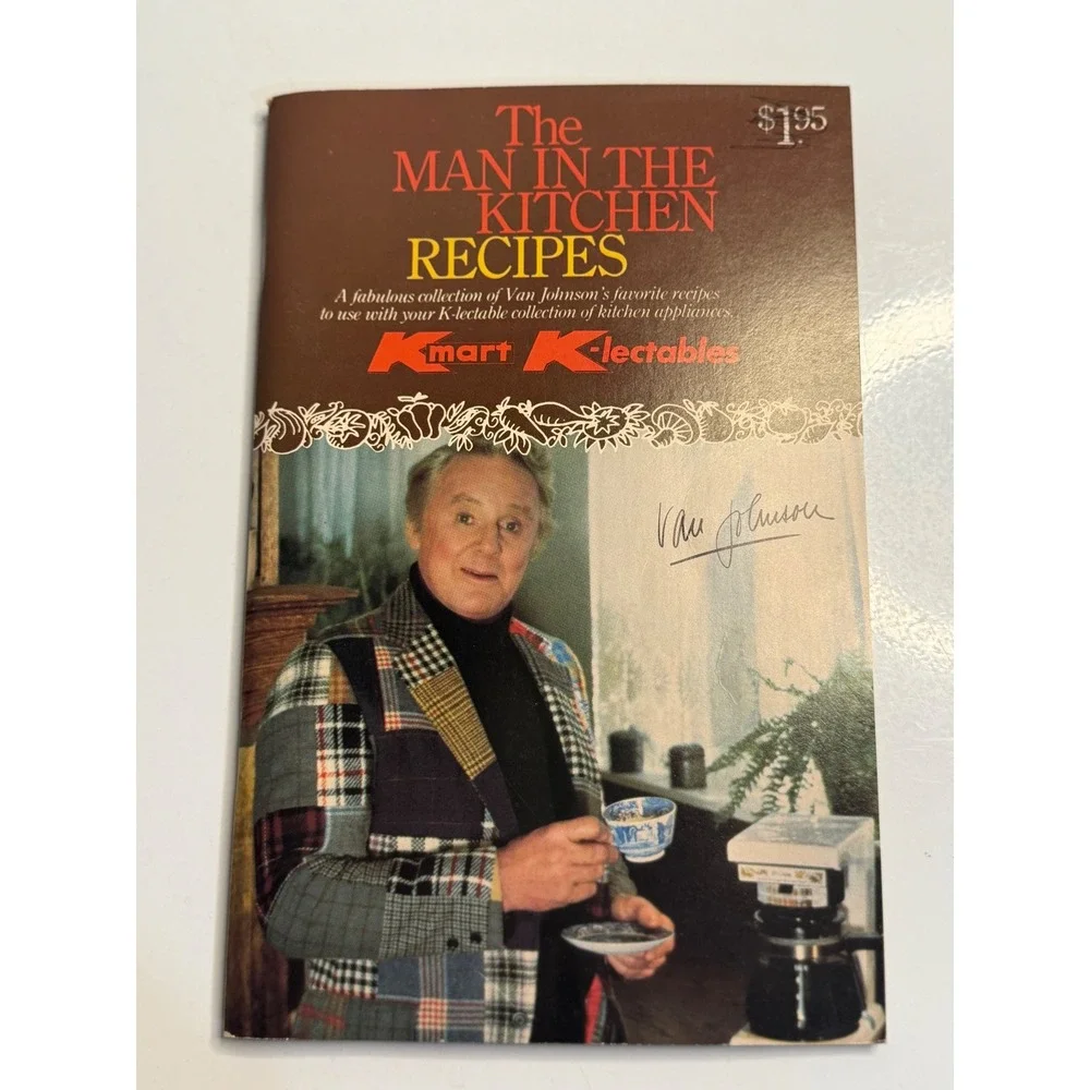 VTG Kmart Cookbook The Man In The Kitchen Recipes Van Johnson Brown Softcover OS